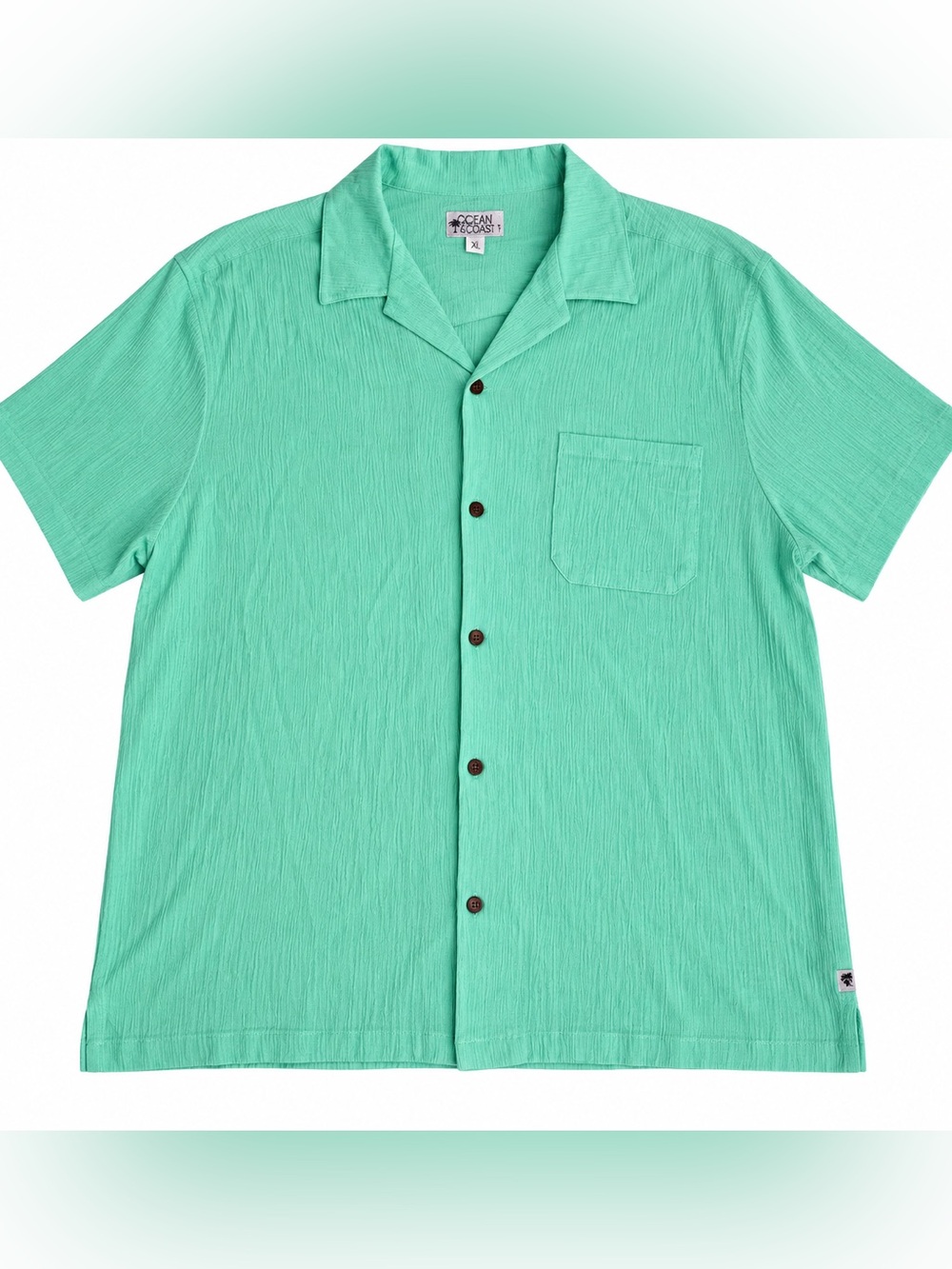 Ocean Coast Short Sleeve Button-Down Shirt in Mint Green XL